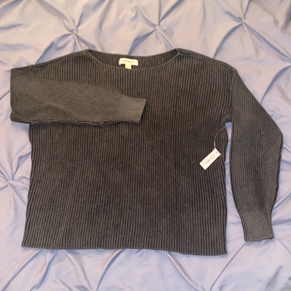 GoodThreads Braid knit charcoal sweater